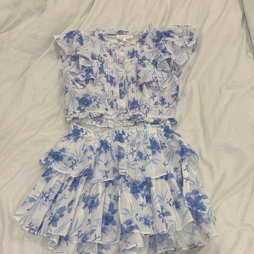 Love Shack Fancy Floral Ruffle Two-Piece Set